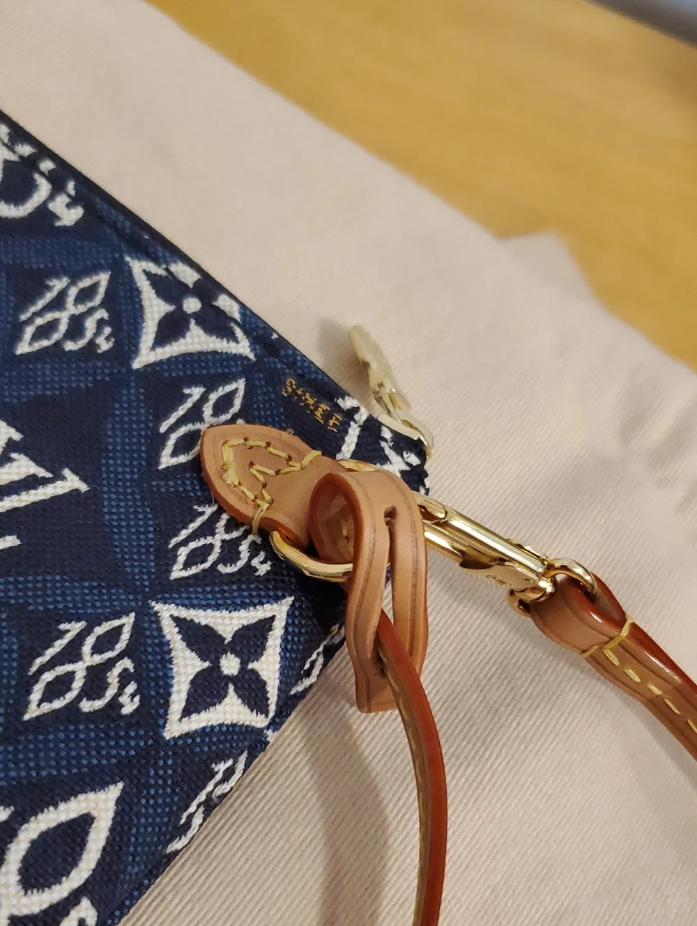New Louis Vuitton Since 1854 Denim Jacquard Monogram Pochette Wristlet